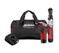 ACDelco ARW12103-K1 G12 Lithium-Ion 12V (10.8V) Brushless Electric 3/8” Cordless Ratchet Wrench & Impact Wrench Set Power Tool Combo Kit | Tool Set Includes x2 Battery Pack, x1 Charger & Canvas Bag