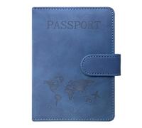 ACdream Custodia per passaporto e carte di vaccino, custodia con scomparto per carte di vaccinazione CDC, organizer per documenti da viaggio in pelle, con blocco RFID, per donne e uomini, A_NaveBlue