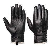 Acdyion Herren Guanti in Vera Pelle Imbottiti - Antivento e Foderati in Lana - Guanti Touchscreen con Fodera Termica per Città, Auto e Passeggiate | Pelle Premium con Fodera Morbida