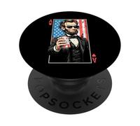 Ace Abe - Carte da gioco divertente per il 4 luglio Abraham Lincoln Beer PopSockets PopGrip Adesivo