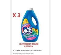 3 pezzi Ace Lavatrice 27 Lavaggi Detersivo Colorati Smacchia e Igienizza 1350ml