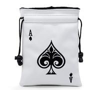 Ace of Spade Golf Valuables Bag with Drawstrings - Synthetic Leather Tee Pouch for Men Women White, Golf Case