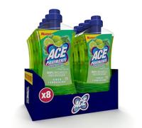 ACE Pavimenti Igienizzante Lime e Menta Piperita - Detersivo Pavimenti Casa, Pulizia e Igiene Profonda, Rimuove Sporco Ostinato, Senza Risciacquo, Fresco Profumo, 8 bottiglie da 1 Litro