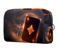 Ace Poker Card con Fiamma di Fuoco Borsa per Cosmetici da Donna, Borsa da Viaggio Borsa Grande Trucco Pratica Borsa Organizzatore Borsa con Cerniera, Multi, 18.5x7.5x13cm/7.3x3x5.1in, Beauty case
