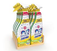 ACE Spray Sgrassatore Cucina, Limone e Bergamotto, Zero Aloni, 8x600 mL | ACE Spray Sgrassatore Cucina, Rimuove Grasso Incrostato, Facile Da Risciacquare, Profumo Fresco Ed Inebriante