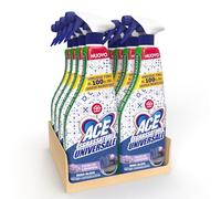 ACE Spray Sgrassatore Universale, Senza Candeggina, Zero Aloni, Profumo di Fiori di Lavanda, 8 flaconi da 600 ml