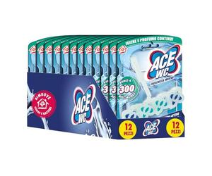 ACE Tavoletta WC Freschezza Marina Anticalcare - Detergente WC con Schiuma Attiva, Profumo Marino, Igiene e Pulizia Continua del WC fino a 300 Risciacqui, Confezione da 12 pezzi