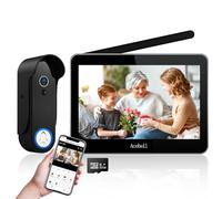 ACEBELL 1080P WiFi videocitofono senza fili,Videocitofono senza fili con touch screen da 7", impermeabile campanello per fotocamera ave, batteria ricaricabile, visione notturna, rilevamento di