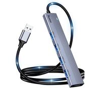 Aceele 5 Porte Hub USB 3.0 con Cavo Lungo 120cm, Sdoppiatore USB da 5 Gbps con Porta di Alimentazione di Tipo C, Adattatore USB Esteso in Alluminio per Laptop MacBook Pro/Air Samsung Chromebook, ecc.