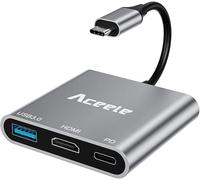 Aceele Adattatore USB C HDMI, Hub USB-C con Ricarica Rapida PD 100W, Porta HDMI 4K e Dati USB-A 3.0, Sdoppiatore Multipresa AV Digitale Tipo C Per iPhone/MacBook Pro Air/iPad/Chromebook/Surface, ecc.