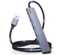 Aceele Hub USB 3.0 con Cavo Lungo 120 cm in Nylon, Sdoppiatore USB in Alluminio a 4 Porte da 5 Gbps, Estensore Porta USB Multipla per Laptop, PC Desktop, MacBook, Unità Flash, Xbox, PS5 e Altro