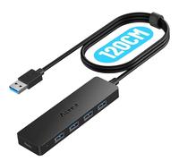 Aceele Hub USB 3.0 Sdoppiatore a 4 Porte, 5Gbps Adattatore Multiporta USB con Cavo Lungo 120cm, Semplice e Pratico Estensione Porte USB Multipla Per PC PS5, MacBook Pro/Air, iMac e Altri Laptop