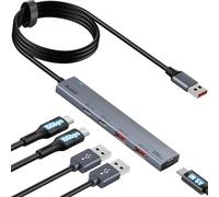 Aceele Hub USB 3.2 da 10 Gbps con 2 Porte USB-A e 2 Porte USB-C, Sdoppiatore Multi USB 3.2 Gen 2 con Cavo Lungo 120 cm, Prolunga USB 5 in 1 per PC, Laptop, MacBook Pro/Air, PS5, ecc.