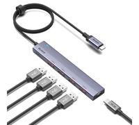 Aceele Hub USB 3.2 Gen 2 10Gbps con 4 Porte USB-A, Sdoppiatore USB 3.2 Adattatore 5 in 1 con Cavo Lungo 100 cm e porta di Alimentazione Type-C per Laptop, PC Desktop, Xbox e Mac, ecc.
