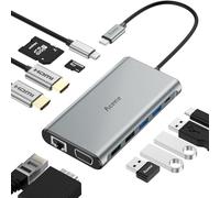Aceele Hub USB C, adattatore multiporta 12 in 1 Hub tipo C con HDMI 4K, VGA, LAN, PD, SD/TF, trasferimento dati USB A e USB C compatibile con MacBook Pro/Air, iPad Pro, XPS e più dispositivi USB C