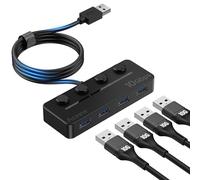 Aceele Sdoppiatore Hub USB 3.2 a 4 Porte con Interruttori LED On/Off Individuali, Multi Porta USB con Cavo Lungo 120cm, 10Gbps Adattatore Multipla USB per Laptop, MacBook, PS5, Disco Rigido e Altro