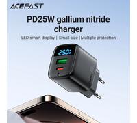ACEFAST EU GaN PD25W Caricatore rapido per telefono per iPhone 16 15 14 Pro Max USBA Porta USB C con display digitale a LED Adattatore da viaggio da parete