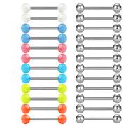 AceFun 12 Pairs Acciaio chirurgico Linguetta Bioflex Barbell Capezzoli Bar Piercing Set Argento 14 Gauge 16mm Piercing Jewellery