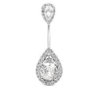 AceFun 12mm Piercing ombelico vero argento 925 Top Down Teardrop Navel Rings S925 Barretta per 14G Reverse Piercings ombelico Gioielli