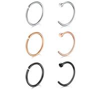 AceFun 18G 20G 22G Anelli al Naso Aprire Acciaio Inossidabile Anello Setto Piercing al Naso Helix Cartilagine Tragus Set Monili al Diametro Interno 6/8/10mm Piercing per Il Corpo