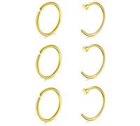 AceFun 18G 20G 22G Anelli al Naso Aprire Acciaio Inossidabile Anello Setto Piercing al Naso Helix Cartilagine Tragus Set Monili al Diametro Interno 6/8/10mm Piercing per Il Corpo