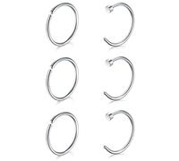 AceFun 18G 20G 22G Anelli al Naso Aprire Acciaio Inossidabile Anello Setto Piercing al Naso Helix Cartilagine Tragus Set Monili al Diametro Interno 6/8/10mm Piercing per Il Corpo