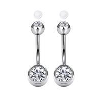 AceFun 2 pezzi Piercing ombelico acciaio chirurgico 6mm 8mm 10mm 12mm 14mm 16mm Oro Argento con 2 guaine antiscivolo silicone per donne trasparente rosa blu CZ Piercing per Barbell