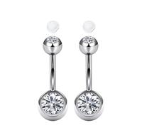 AceFun 2 pezzi Piercing ombelico acciaio chirurgico 6mm 8mm 10mm 12mm 14mm 16mm Oro Argento con 2 guaine antiscivolo silicone per donne trasparente rosa blu CZ Piercing per Barbell