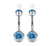 AceFun 2 pezzi Piercing ombelico acciaio chirurgico 6mm 8mm 10mm 12mm 14mm 16mm Oro Argento con 2 guaine antiscivolo silicone per donne trasparente rosa blu CZ Piercing per Barbell