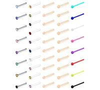 AceFun 20G Chiaro Piercing Naso Borchie retainers con colorato CZ Acrilico Trasparente bioflex retainers Naso a Bottone Naso Studs Borchie Naso Anello Piercing Gioielli per Uomo Donna 46 Pezzi