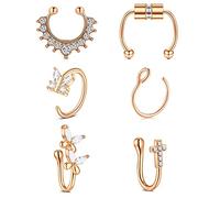 AceFun Anelli Naso Finti Anelli Naso Finti Cerchio per Uomini Donne Piercing Finti Setto Anelli Orecchio Labbro Piercing Naso Finto Farfalla Croce Zircone Cubico