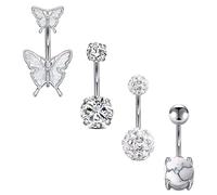 AceFun Anelli Piercing Ombelico Farfalla Zircone Cubico Diamante Turchese 14G 1.6mm 10mm Acciaio Inossidabile 316L