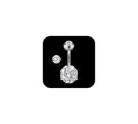 AceFun Donne Piercing ombelico titanio argento rotondo lucido come rosa 8mm lunghezza Bananabells ombelico barrette filettatura interna CZ gioielli pancia Piercing 8mm