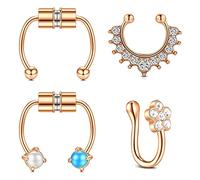 AceFun Falso setto Finto Anello al Naso in Oro Rosa Finto Anelli al Naso economici Falsi Anelli al Naso Non-Piercing Clip sul Naso Anello Anelli per Le Donne Uomini