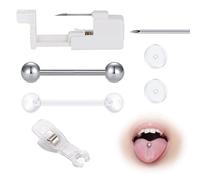 AceFun Kit pistola piercing lingua 7 pezzi Kit per piercing automatico Strumenti professionali per piercings ago cavo Anelli elicoidali Pinze monouso per uso domestico