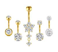 AceFun Piercing all'ombelico oro 14G, 5 pezzi, acciaio chirurgico 316L, anello piercing ombelico pendente Fleur Nette, gioielli per la pancia