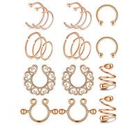 AceFun Piercing capezzolo Anelli al capezzolo Falso Oro Rosa 10 Paia Anello capezzolo Falso Acciaio Inossidabile Clip capezzolo Non penetrante su capezzoli per Donna Uomo