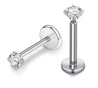 AceFun piercing labbro Titanio Argento Filettatura interna Labbro Helix Tragus Piercing per donne uomini Anelli Diverse misure CZ 3mm Conca Cartilagine Orecchino cerchio Lunghezza gambo 8mm