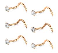 AceFun Piercing Naso 6 Pezzi 16G 18G 20G 22G Acciaio Inossidabile Naso Vite Anello Piercing Piercing Gioielli per Donna Uomo 1,5mm 2mm 2,5mm 3mm CZ
