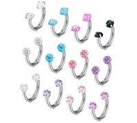 AceFun Piercing Naso Anello a Ferro di Cavallo 16G Anelli Setto Acciaio Chirurgico Piercing Cartilagine Helix Tragus Orecchino Labbro 12 Pezzi per Donna Uomo 10mm