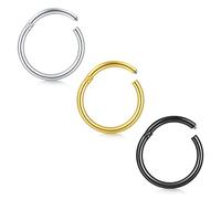 AceFun Piercing Naso Cerchio Anello Clicker Naso Donna 18G 20G 6/7/8/9/10mm Trago Orecchino Cartilagine Helix Piercing Gioielli Argento-Nero-Oro