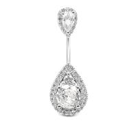 AceFun Piercing ombelico Argento 925 Top Down Teardrop 8mm reale S925 Barra 14G Barre per piercing all ombelico inverso Gioielli argento per piercings