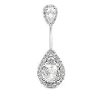 AceFun Piercing ombelico vero argento 925 Top Down Teardrop 10mm Anelli S925 Sterling Argento Navel Bar 14G Reverse Gioielli argento Piercing all'ombelico