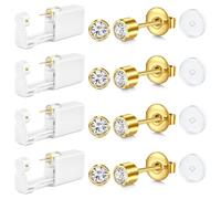 AceFun Piercing Orecchio Pistola Oro, kit piercing monouso per donne e uomini indolore piccola pistola per forare orecchie integrata 4 mm con 4 cuscinetti di protezione UV