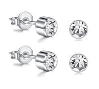 AceFun Piercing per orecchie da donna in titanio argento 4 mm CZ per cartilagine elice trago piercing gioielli G23 semplici classici 5 mm con chiusura a farfalla 2 pezzi