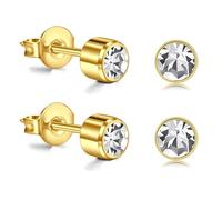 AceFun Piercing per orecchie donna titanio dorato 4mm CZ Cartilagine Helix Tragus Piercing Gioielli Orecchini per orecchie G23 Orecchini semplici con chiusura farfalla 5mm per uomo 2 pezzi