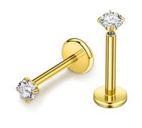 AceFun Titan Helix Tragus Labbro Piercing Gioielli Oro Filettatura interna Dorso piatto 2mm CZ Orecchini anello Cartilagine Orecchini Piercing Gioielli per donne uomini