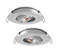 acegoo 2 x Faretti LED da Incasso 12V Camper Barca Interruttore Dimmer Integrato e Luce Rossa Orientabile 70° Soffitto Plafoniera per Roulotte Furgone, Angolo del fascio di 35° Alluminio Argento 3000K