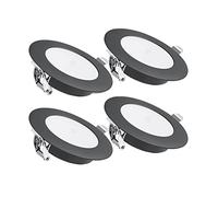 acegoo 4 x Faretti LED da Incasso 12V Camper Barca Lampada Soffitto Downlight Rotondo Plafoniera IP64 285lm 3W con Interruttore dimmer per Roulotte Furgone Cucina Bagno Mobile (Nero opaco 4000K)
