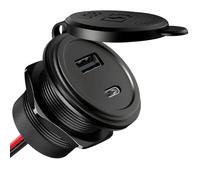 acegoo 48W Presa USB 12V Caricatore USB C da Auto Alluminio, Dual Porte PD3.0 QC3.0 Ricarica Rapida, Impermeabile Sostituzione Accendisigari Per Camper Barca Marina Moto (1 Pcs)